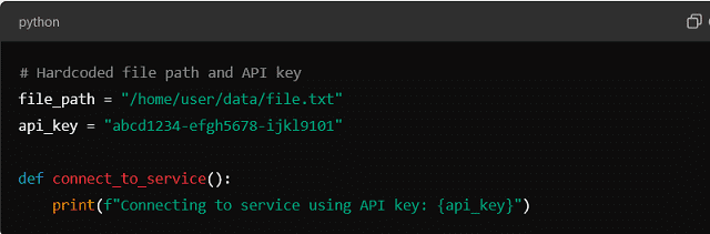 Hardcoded file path and API key